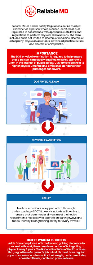 Convenient DOT physical exams are offered at Reliable MD. For more information, contact us today or book an appointment online. We are conveniently located at 2801 Fruitville Rd Unit 140, Sarasota, FL 34237. Convenient DOT physical exams are offered at Reliable MD. For more information, contact us today or book an appointment online. We are conveniently located at 2801 Fruitville Rd Unit 140, Sarasota, FL 34237.